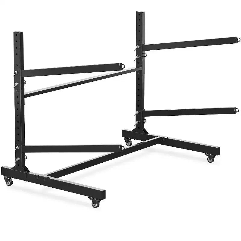 Heavy-Duty Kayak Storage Rack for 2 Kayaks, 2-Layer Freestanding Rack with Wheels & Hanging Straps