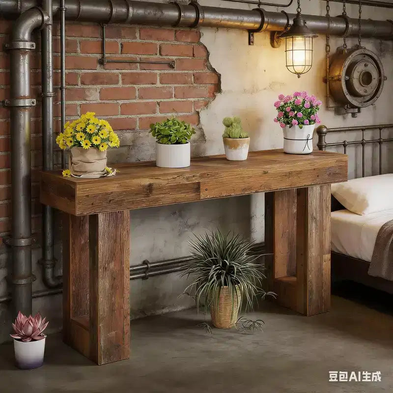 Wooden Sofa Table, 63-Inch Console Table For Entryway