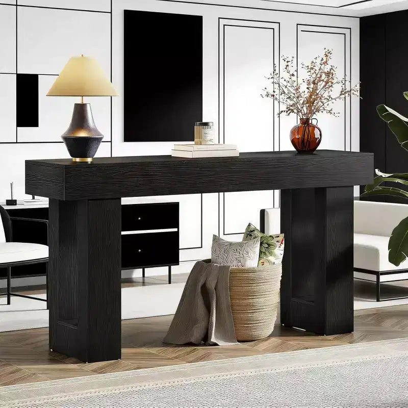 Wooden Sofa Table, 63-Inch Console Table For Entryway
