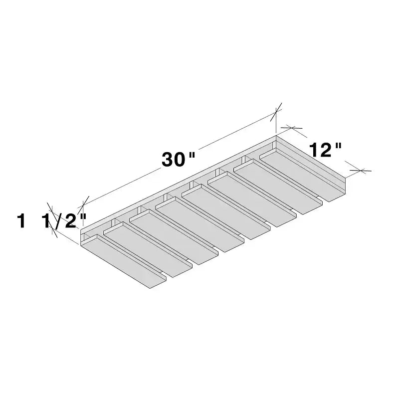 30 W x 1.5 H x 12 D Wine Glass Rack Hangers Under Cabinet, Solid Wood Frame, Water-Based Low-VOC Paint, RTA, Dove Gray
