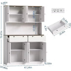 Armario de despensa de cocina alto de 71", aparador de cocina con soporte para microondas y encimera, armario de despensa grande con 2 cajones y 8 puertas