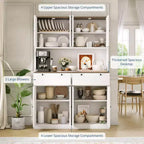 Armario de despensa de cocina alto de 71", aparador de cocina con soporte para microondas y encimera, armario de despensa grande con 2 cajones y 8 puertas