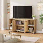 Mueble de TV Bohemio de 70" para Sala de Estar - Centro de Entretenimiento con 2 Puertas de Ratán y 4 Estantes Abiertos, Consola Multimedia con Almacenamiento para Dormitorio