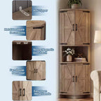 Mueble esquinero de granja de 65 pulgadas, mueble de despensa de cocina de madera con estantes ajustables, aparador independiente para cocina, sala de estar, blanco