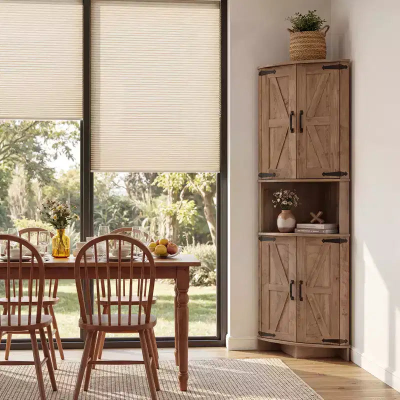 Mueble esquinero de granja de 65 pulgadas, mueble de despensa de cocina de madera con estantes ajustables, aparador independiente para cocina, sala de estar, blanco