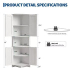 Mueble esquinero de granja de 65 pulgadas, mueble de despensa de cocina de madera con estantes ajustables, aparador independiente para cocina, sala de estar, blanco