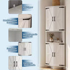 Mueble esquinero de granja de 65 pulgadas, mueble de despensa de cocina de madera con estantes ajustables, aparador independiente para cocina, sala de estar, blanco