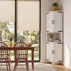 Mueble esquinero de granja de 65 pulgadas, mueble de despensa de cocina de madera con estantes ajustables, aparador independiente para cocina, sala de estar, blanco