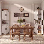 Mueble esquinero de granja de 65 pulgadas, mueble de despensa de cocina de madera con estantes ajustables, aparador independiente para cocina, sala de estar, blanco