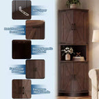 Mueble esquinero de granja de 65 pulgadas, mueble de despensa de cocina de madera con estantes ajustables, aparador independiente para cocina, sala de estar, blanco