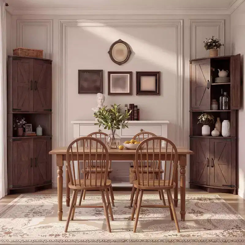 Mueble esquinero de granja de 65 pulgadas, mueble de despensa de cocina de madera con estantes ajustables, aparador independiente para cocina, sala de estar, blanco