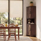 Mueble esquinero de granja de 65 pulgadas, mueble de despensa de cocina de madera con estantes ajustables, aparador independiente para cocina, sala de estar, blanco
