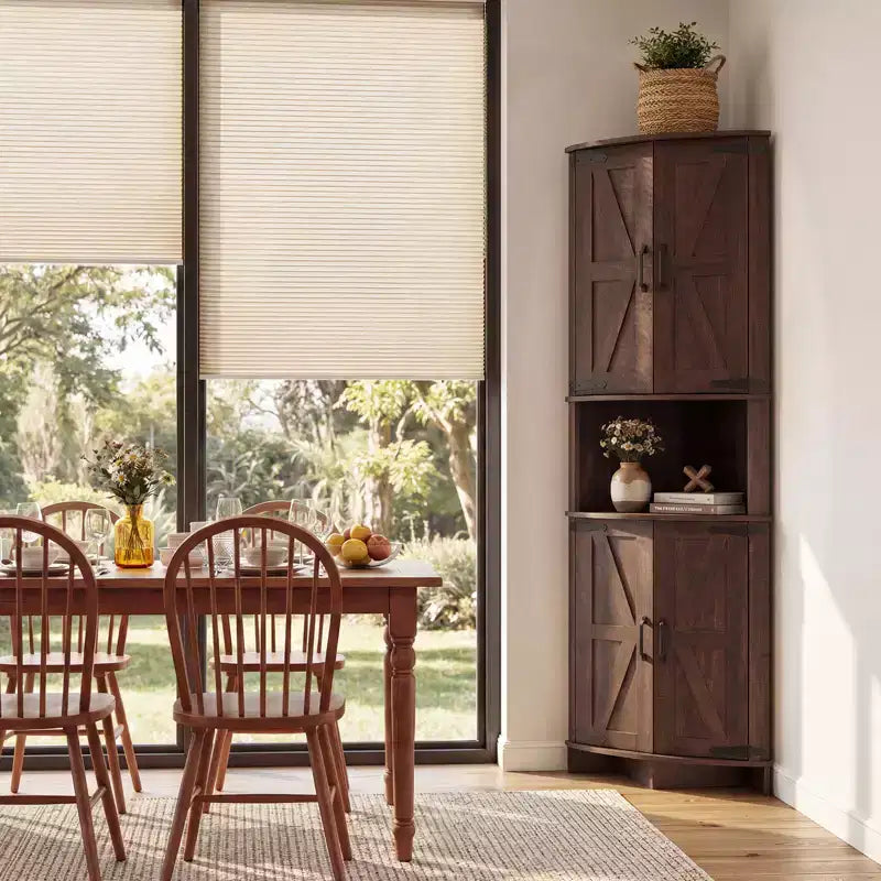 Mueble esquinero de granja de 65 pulgadas, mueble de despensa de cocina de madera con estantes ajustables, aparador independiente para cocina, sala de estar, blanco