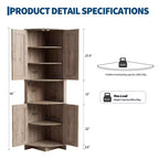 Mueble esquinero de granja de 65 pulgadas, mueble de despensa de cocina de madera con estantes ajustables, aparador independiente para cocina, sala de estar, blanco