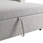 Cama convertible en mesa Twin Woven de poliéster, con estructura de madera negra y mesa-bandeja, gris: diseño multifuncional, fácil movilidad