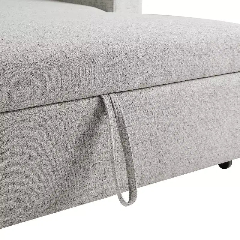 Cama convertible en mesa Twin Woven de poliéster, con estructura de madera negra y mesa-bandeja, gris: diseño multifuncional, fácil movilidad