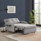 Cama convertible en mesa Twin Woven de poliéster, con estructura de madera negra y mesa-bandeja, gris: diseño multifuncional, fácil movilidad