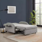 Cama convertible en mesa Twin Woven de poliéster, con estructura de madera negra y mesa-bandeja, gris: diseño multifuncional, fácil movilidad