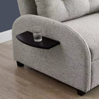 Cama convertible en mesa Twin Woven de poliéster, con estructura de madera negra y mesa-bandeja, gris: diseño multifuncional, fácil movilidad