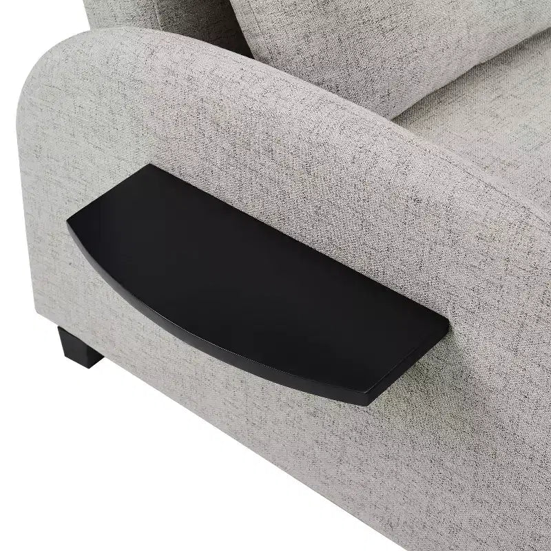 Cama convertible en mesa Twin Woven de poliéster, con estructura de madera negra y mesa-bandeja, gris: diseño multifuncional, fácil movilidad