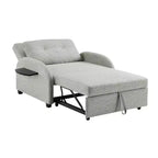 Cama convertible en mesa Twin Woven de poliéster, con estructura de madera negra y mesa-bandeja, gris: diseño multifuncional, fácil movilidad