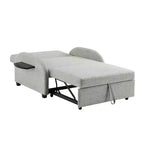 Cama convertible en mesa Twin Woven de poliéster, con estructura de madera negra y mesa-bandeja, gris: diseño multifuncional, fácil movilidad