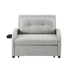 Cama convertible en mesa Twin Woven de poliéster, con estructura de madera negra y mesa-bandeja, gris: diseño multifuncional, fácil movilidad