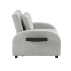 Cama convertible en mesa Twin Woven de poliéster, con estructura de madera negra y mesa-bandeja, gris: diseño multifuncional, fácil movilidad