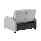 Cama convertible en mesa Twin Woven de poliéster, con estructura de madera negra y mesa-bandeja, gris: diseño multifuncional, fácil movilidad
