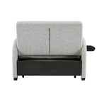 Cama convertible en mesa Twin Woven de poliéster, con estructura de madera negra y mesa-bandeja, gris: diseño multifuncional, fácil movilidad