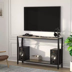 Mesa auxiliar de sofá estrecha de 2 niveles, mueble de entrada premium, 109 x 25 x 76 cm (gris)