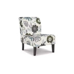 Sillón decorativo, Sin brazos, Tapicería con estampado floral, Marfil/Azul/Carbón/Marrón