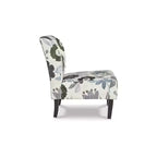 Sillón decorativo, Sin brazos, Tapicería con estampado floral, Marfil/Azul/Carbón/Marrón