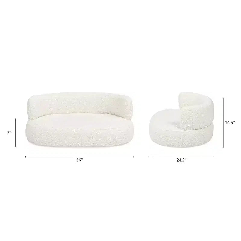 Cama Sofá Curva para Perros de 36", Mediana, Boucle Blanco Marfil