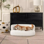 Cama Sofá Curva para Perros de 36", Mediana, Boucle Blanco Marfil