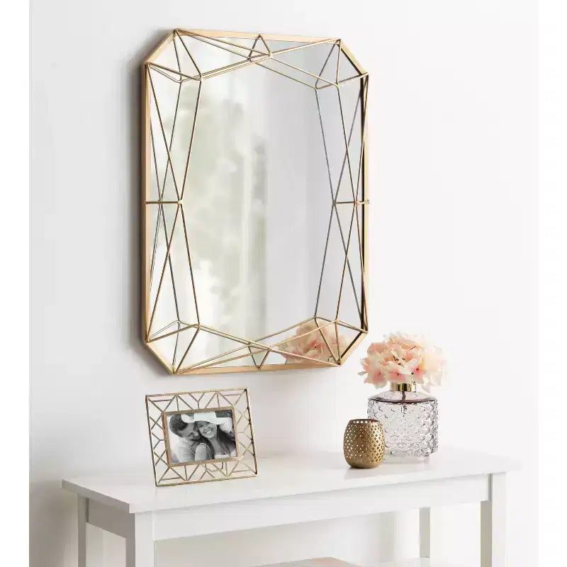 Espejo de pared decorativo de metal rectangular de 22 x 28