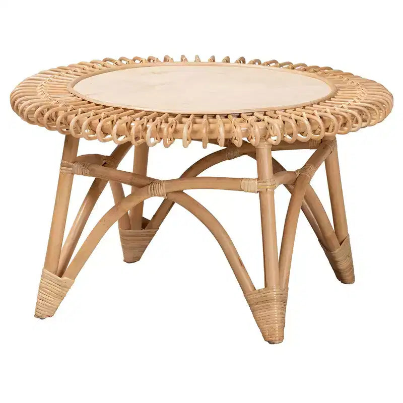 Mesa de centro moderna de ratán natural bohemio