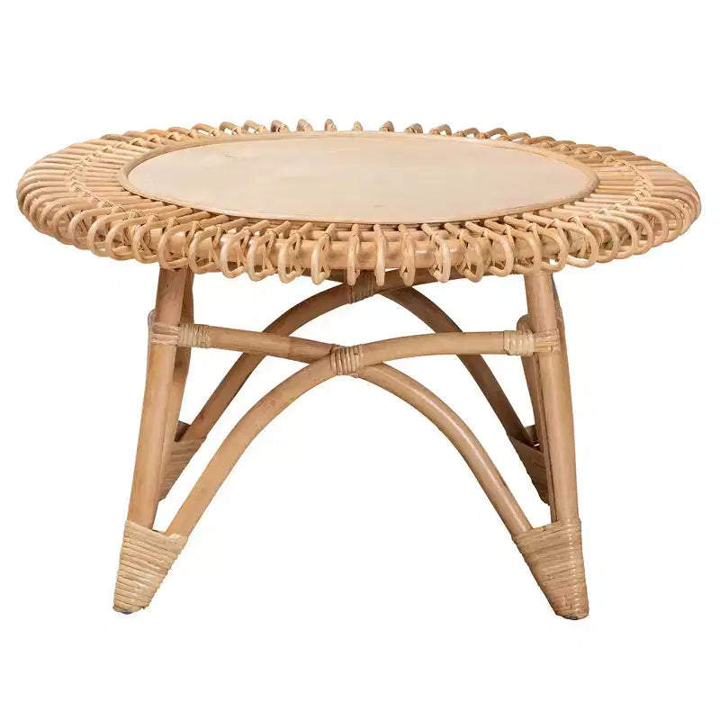 Mesa de centro moderna de ratán natural bohemio