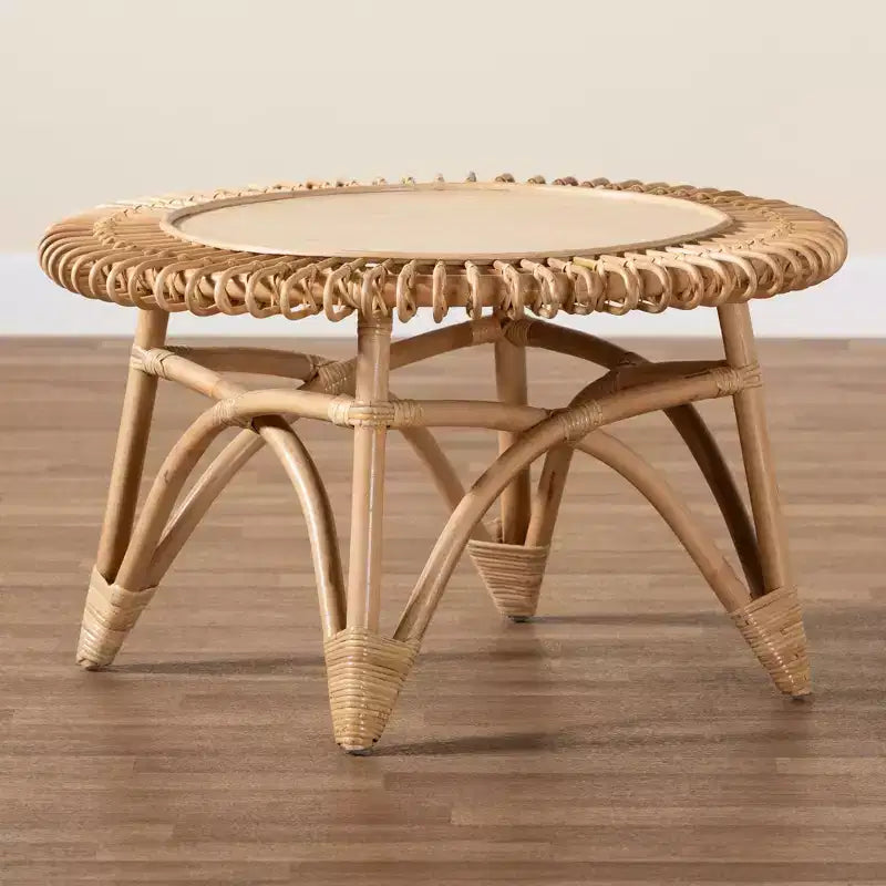 Mesa de centro moderna de ratán natural bohemio
